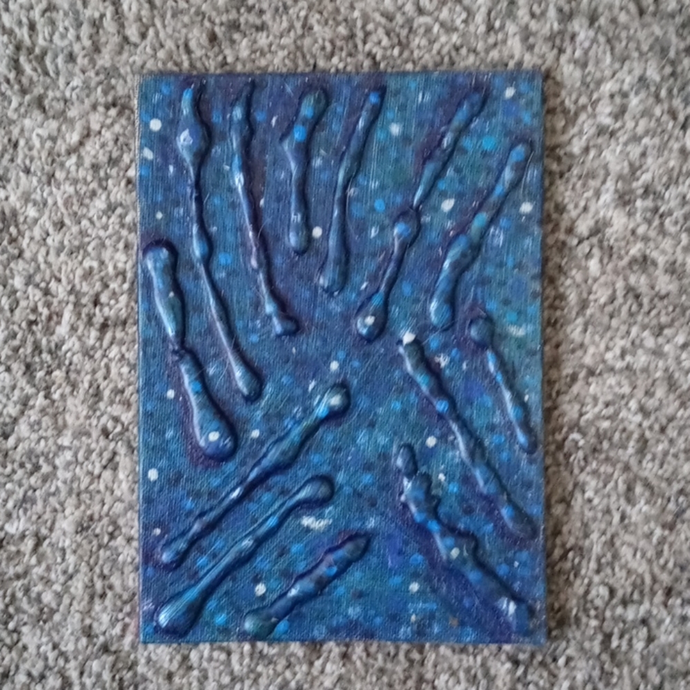 New Handcrafted Blue & Silver 5x7" Wall Art